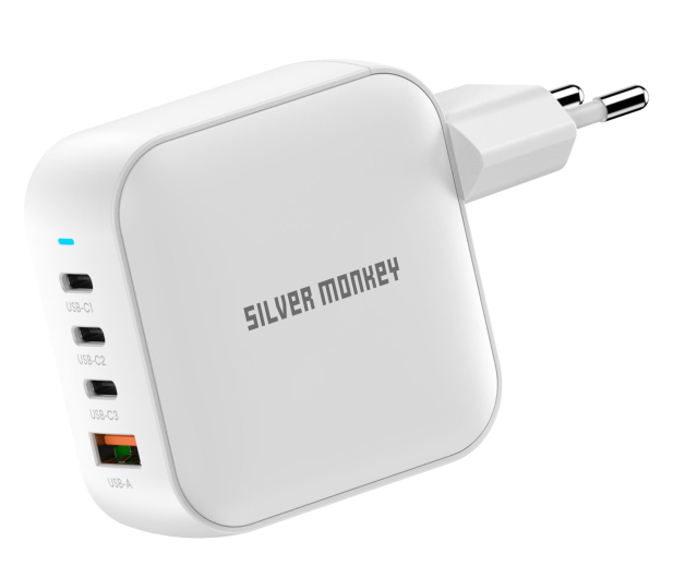 Silver Monkey Ładowarka GaN Smart Quadro 100W PD Biała - 1417250 - zdjęcie 10